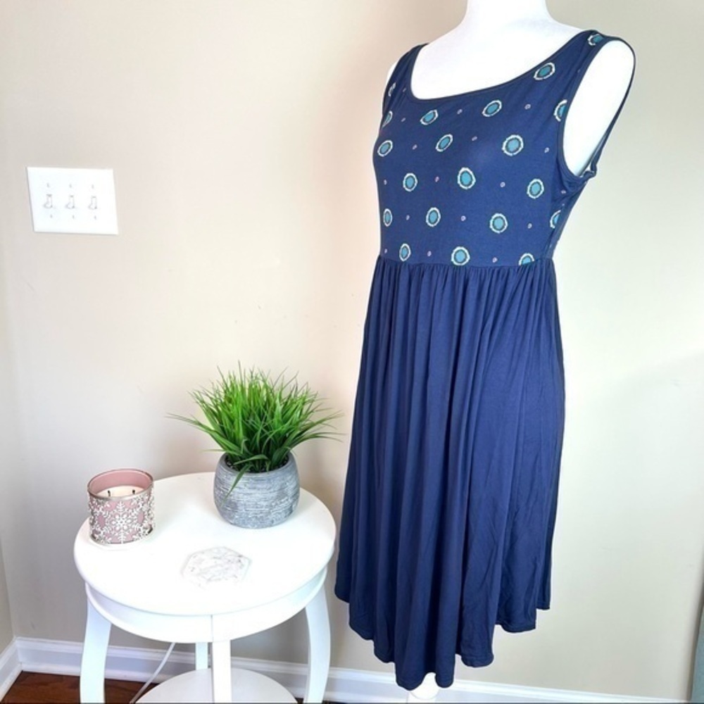 Kimi + Kai Maternity Eliana Blue Polka Dot Print Midi Dress Size medium